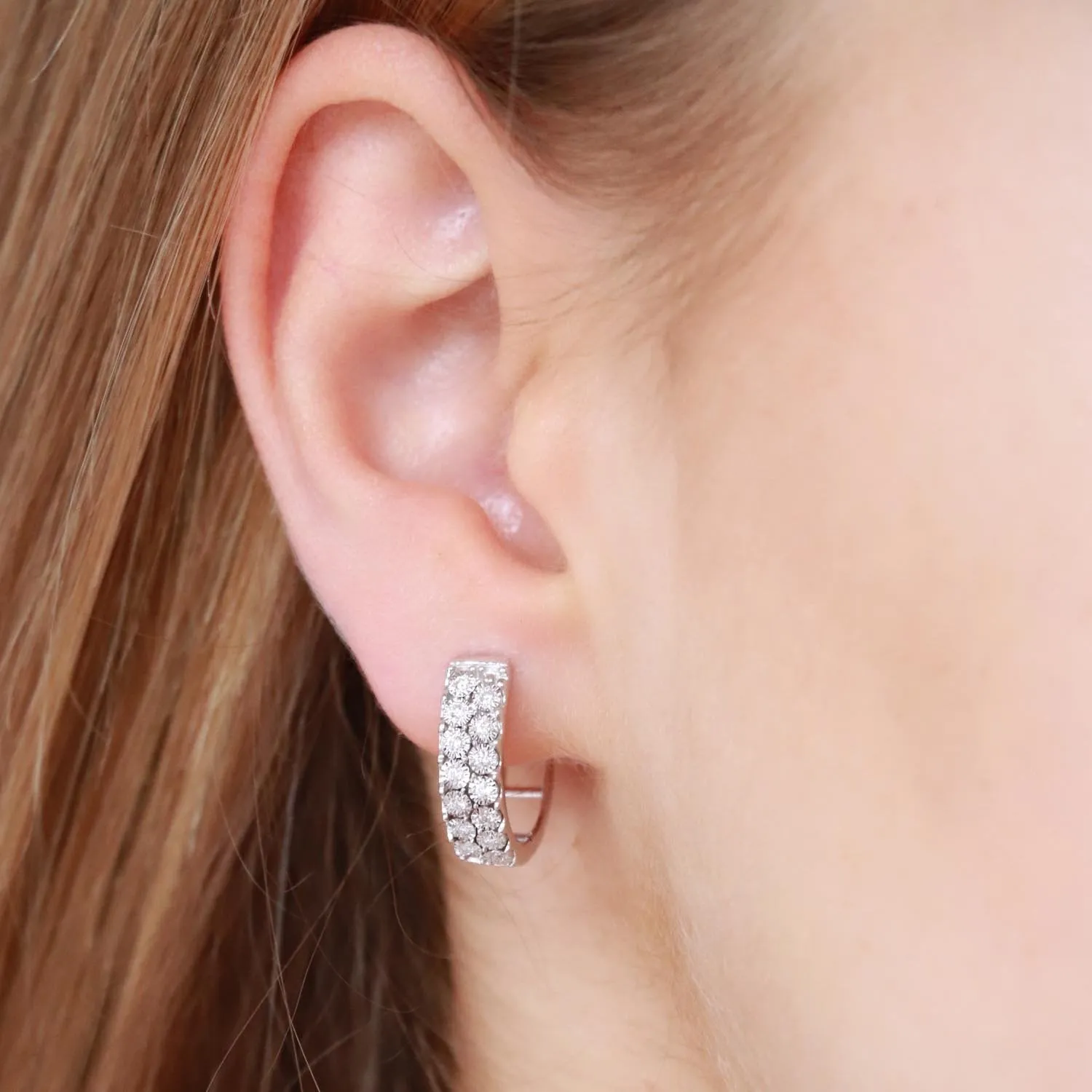 0.23ct Diamond Huggie Earrings In 9Ct White Gold