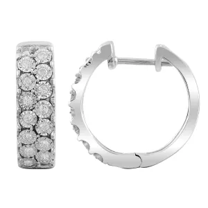 0.23ct Diamond Huggie Earrings In 9Ct White Gold