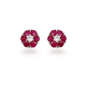 10K Ruby and White Sapphire Stud Earrings