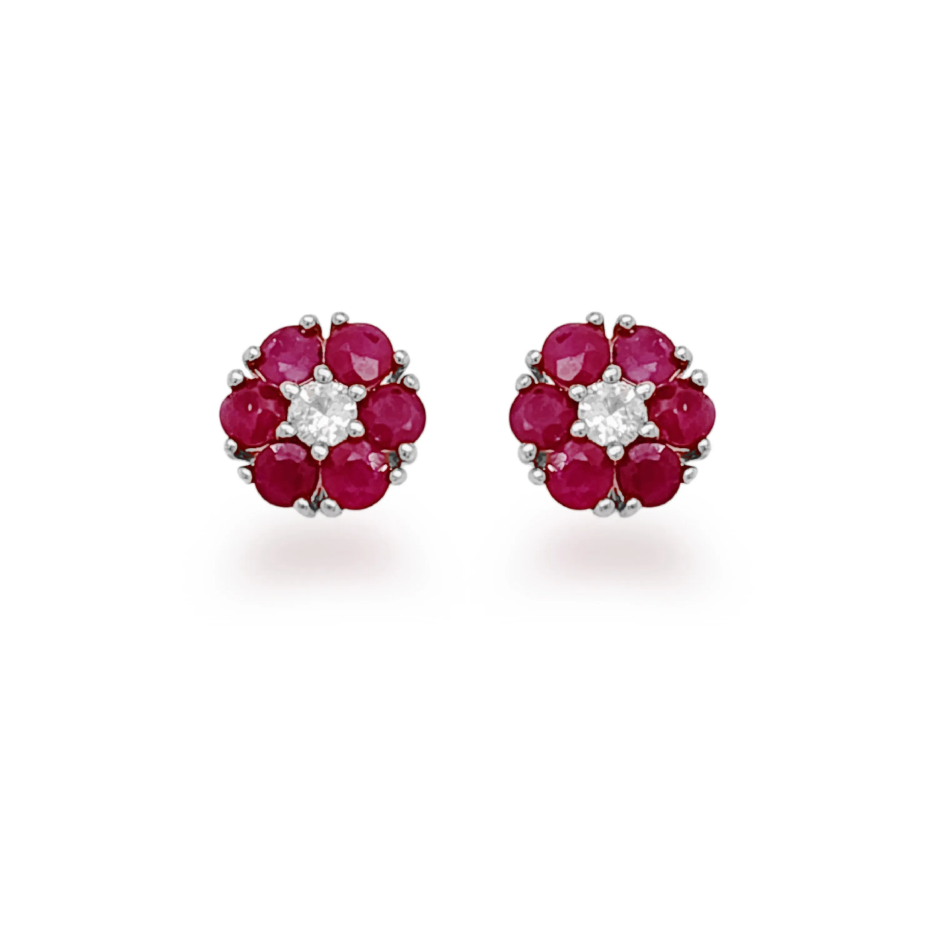 10K Ruby and White Sapphire Stud Earrings