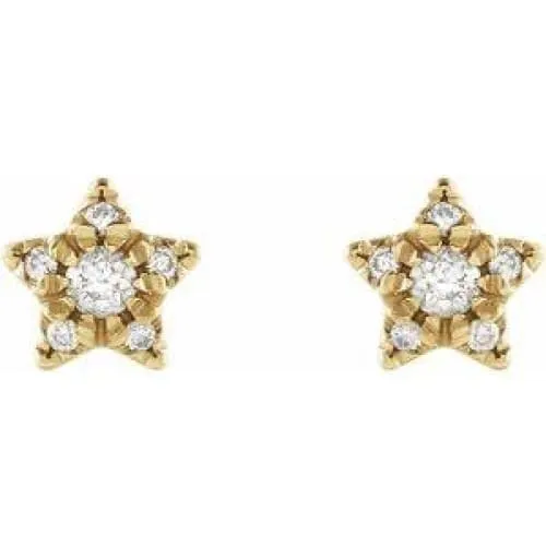 14K Gold 1/10 CTW Diamond Star Earrings Regard Jewelry Austin, Texas