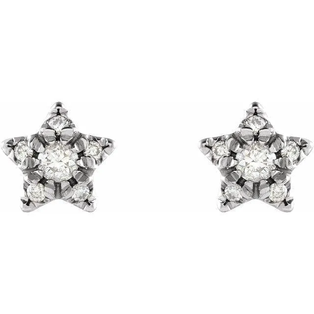 14K Gold 1/10 CTW Diamond Star Earrings Regard Jewelry Austin, Texas