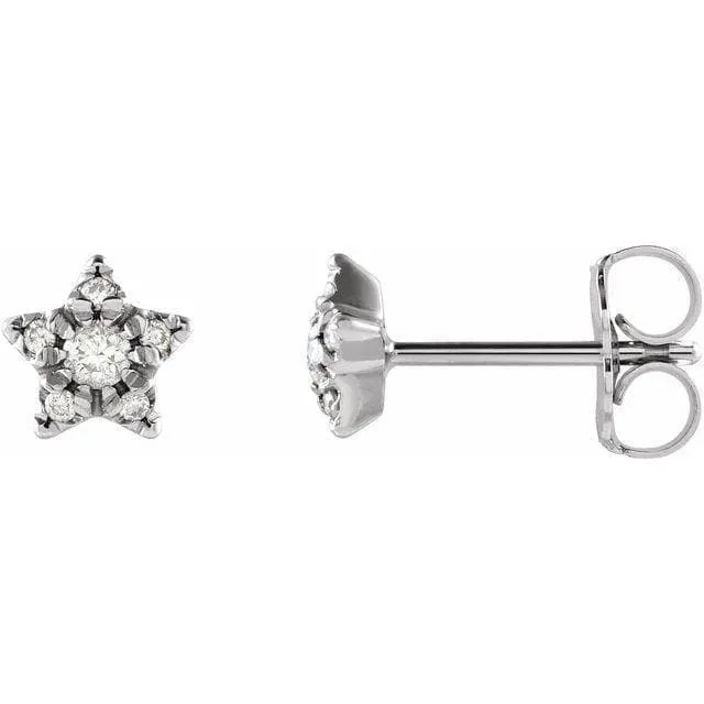 14K Gold 1/10 CTW Diamond Star Earrings Regard Jewelry Austin, Texas