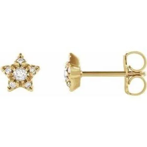 14K Gold 1/10 CTW Diamond Star Earrings Regard Jewelry Austin, Texas