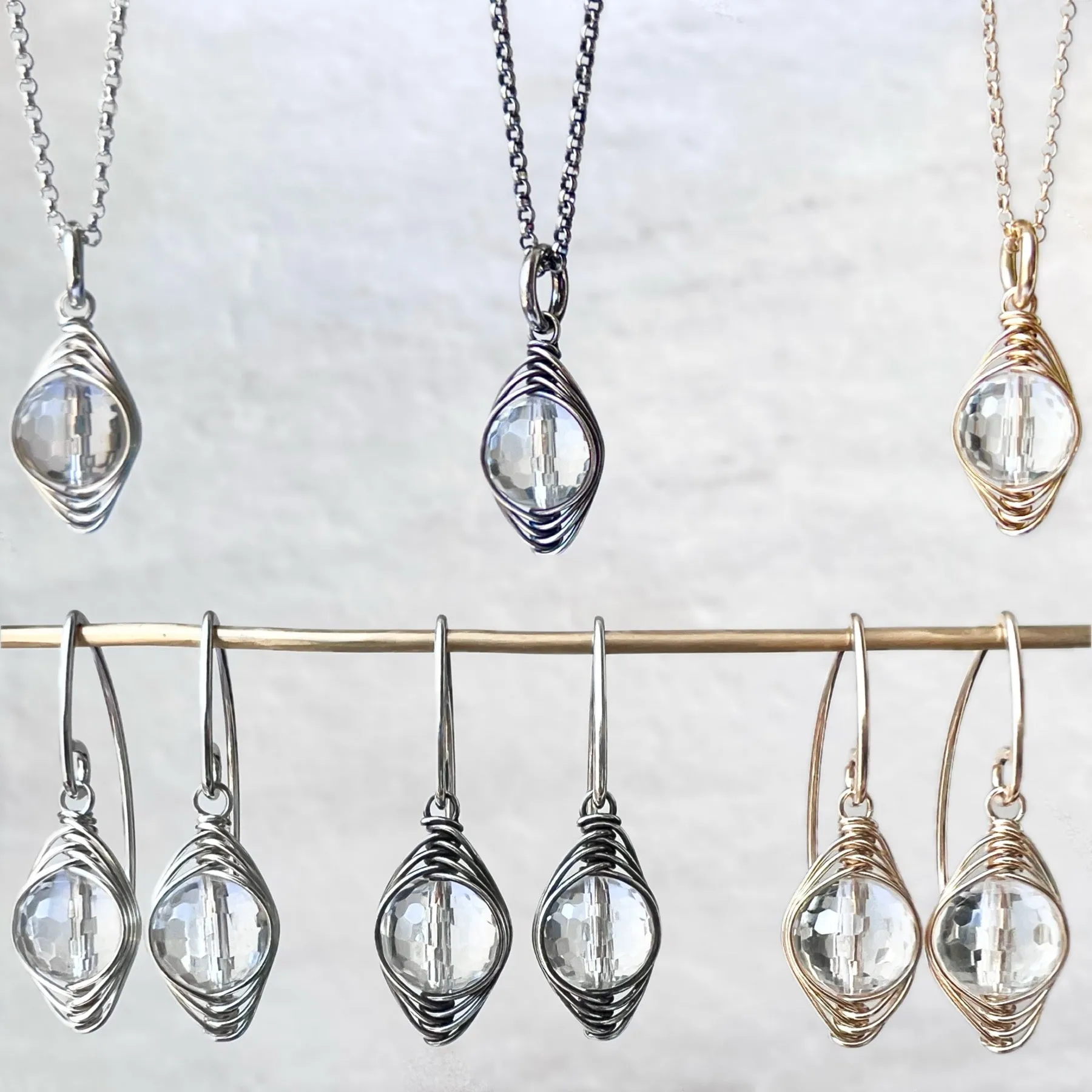 14k Goldfill Crystal Quartz Necklace | Natural Quartz Gold or Silver Pendant Dainty Necklace