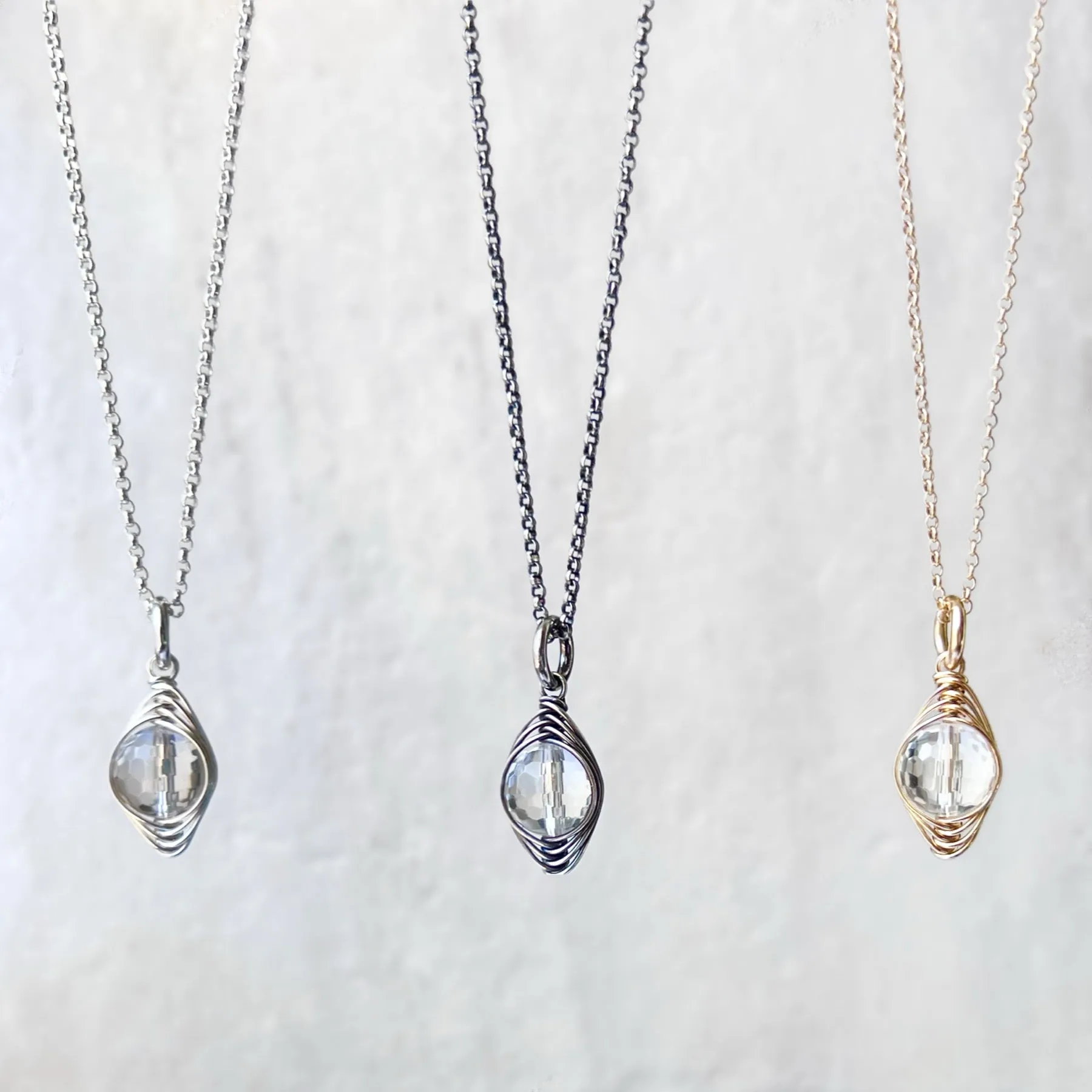 14k Goldfill Crystal Quartz Necklace | Natural Quartz Gold or Silver Pendant Dainty Necklace