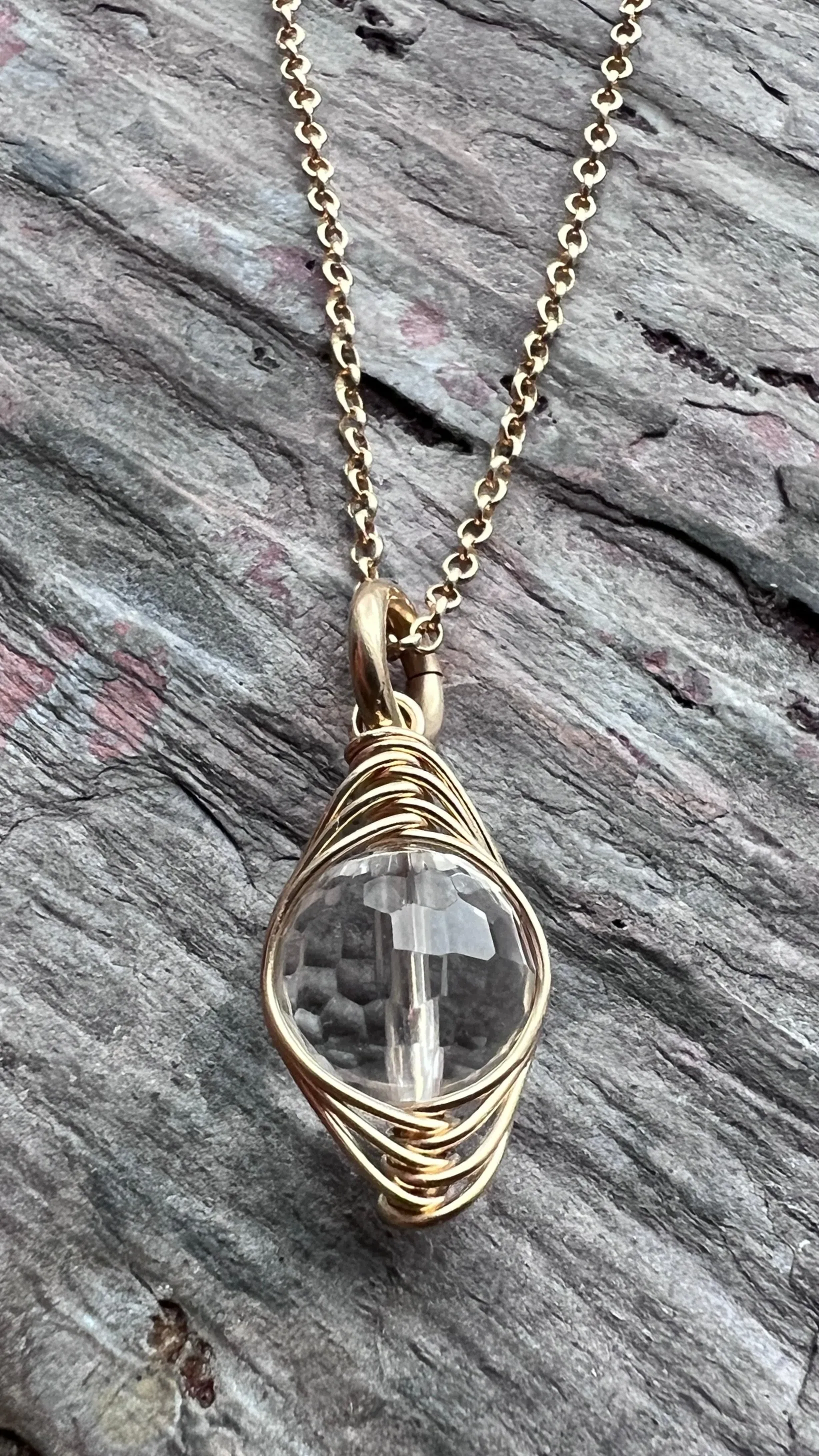 14k Goldfill Crystal Quartz Necklace | Natural Quartz Gold or Silver Pendant Dainty Necklace