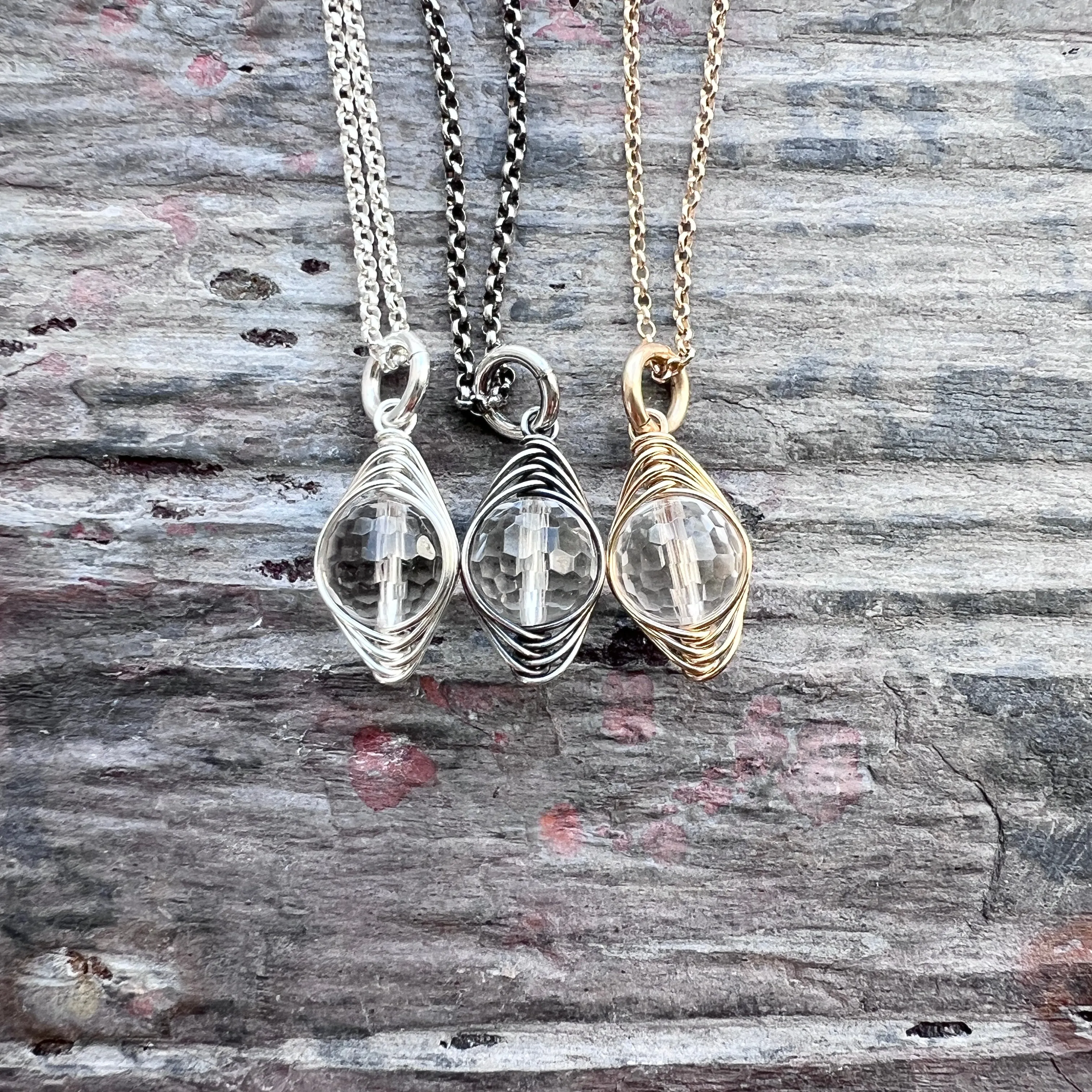 14k Goldfill Crystal Quartz Necklace | Natural Quartz Gold or Silver Pendant Dainty Necklace