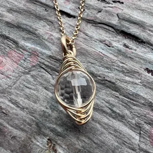 14k Goldfill Crystal Quartz Necklace | Natural Quartz Gold or Silver Pendant Dainty Necklace