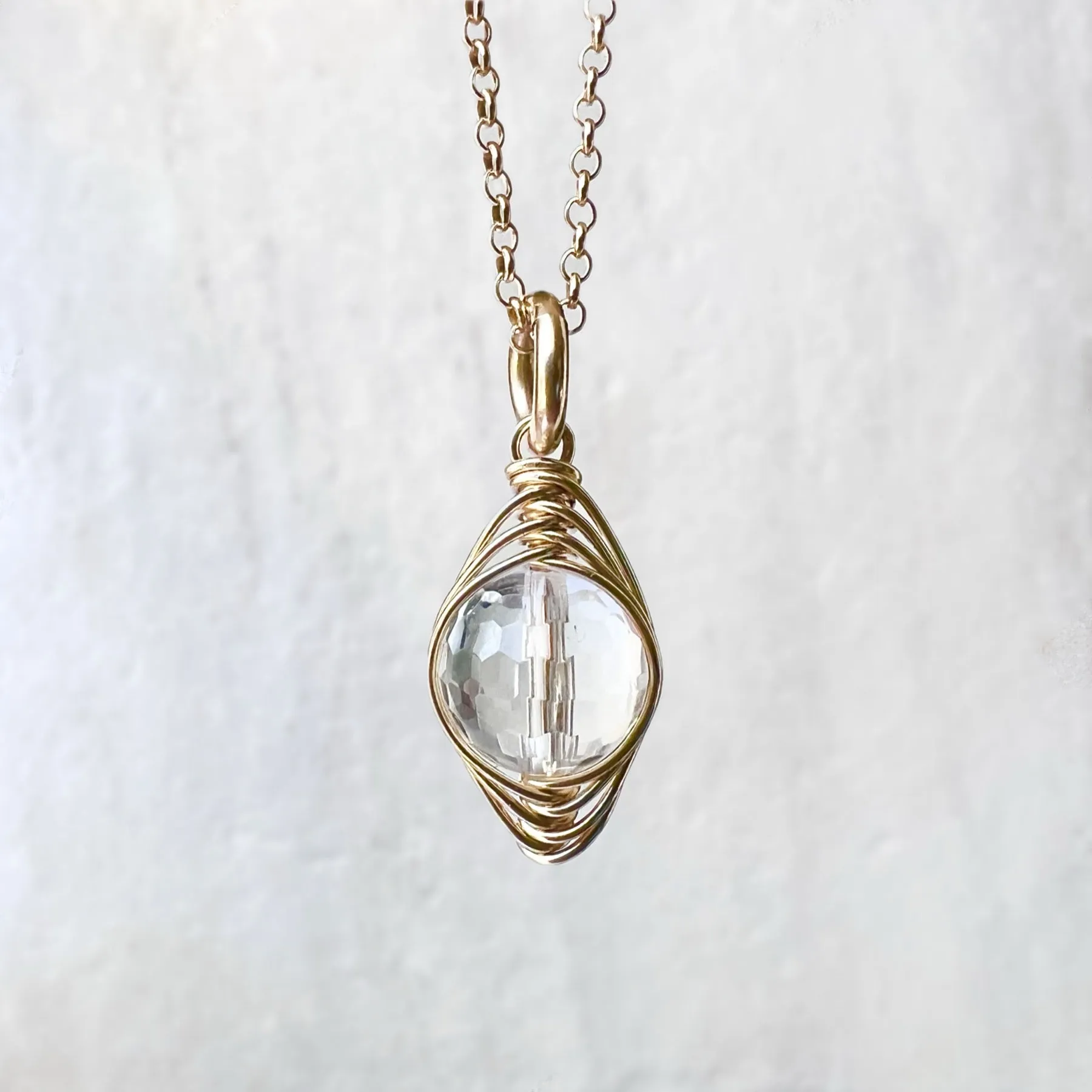 14k Goldfill Crystal Quartz Necklace | Natural Quartz Gold or Silver Pendant Dainty Necklace