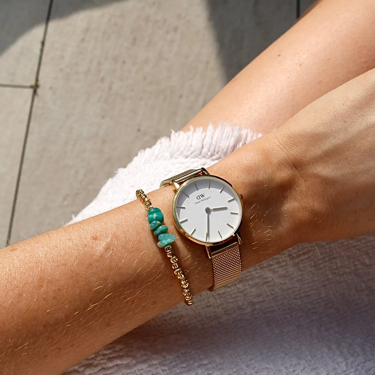 AMAZONITE BEADED BRACELET IN 18K GOLD