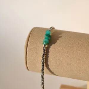 AMAZONITE BEADED BRACELET IN PLATINUM