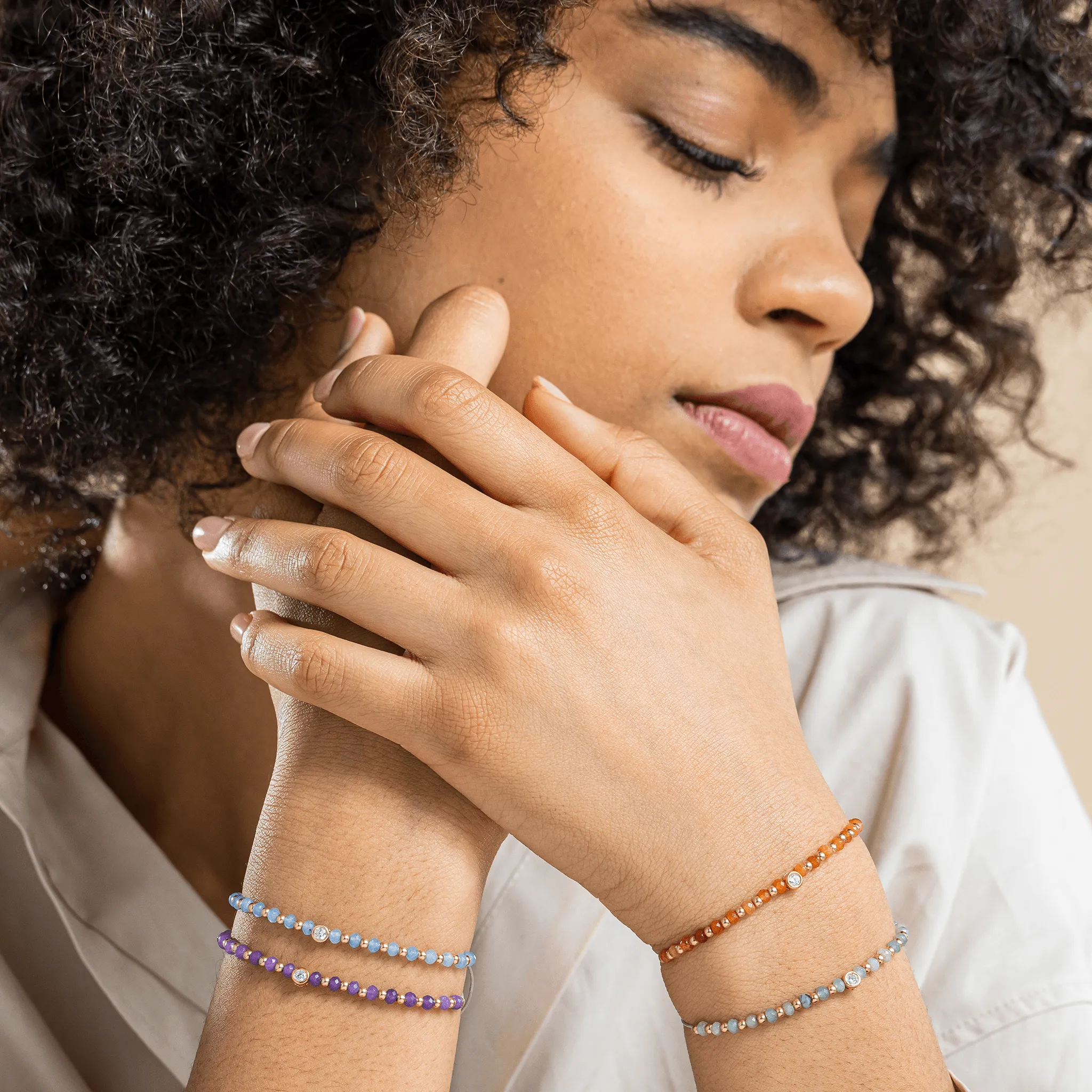 Apatite Gemstone String of Love Bracelet for Inspiration - 14K Rose Gold