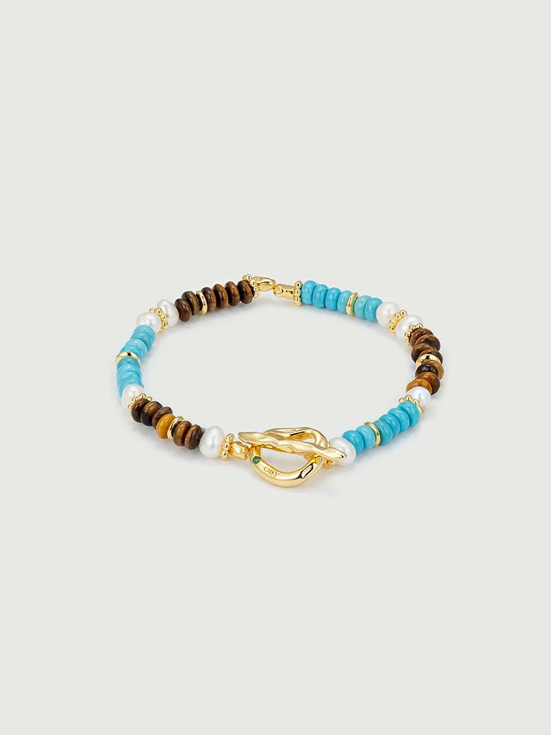 Aphrodite Triple Gemstone Nugget Beaded Bracelet
