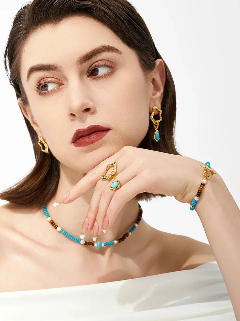Aphrodite Triple Gemstone Nugget Beaded Bracelet