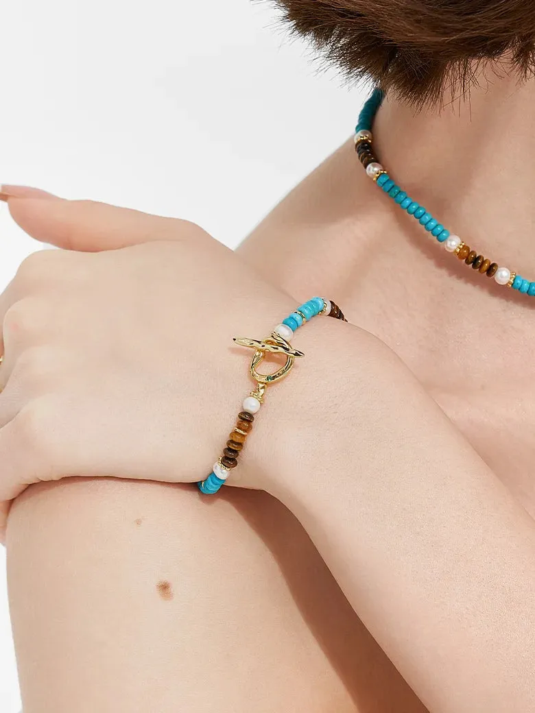Aphrodite Triple Gemstone Nugget Beaded Bracelet
