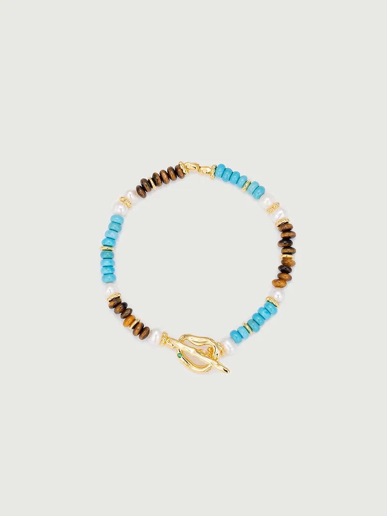 Aphrodite Triple Gemstone Nugget Beaded Bracelet