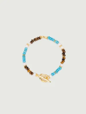 Aphrodite Triple Gemstone Nugget Beaded Bracelet