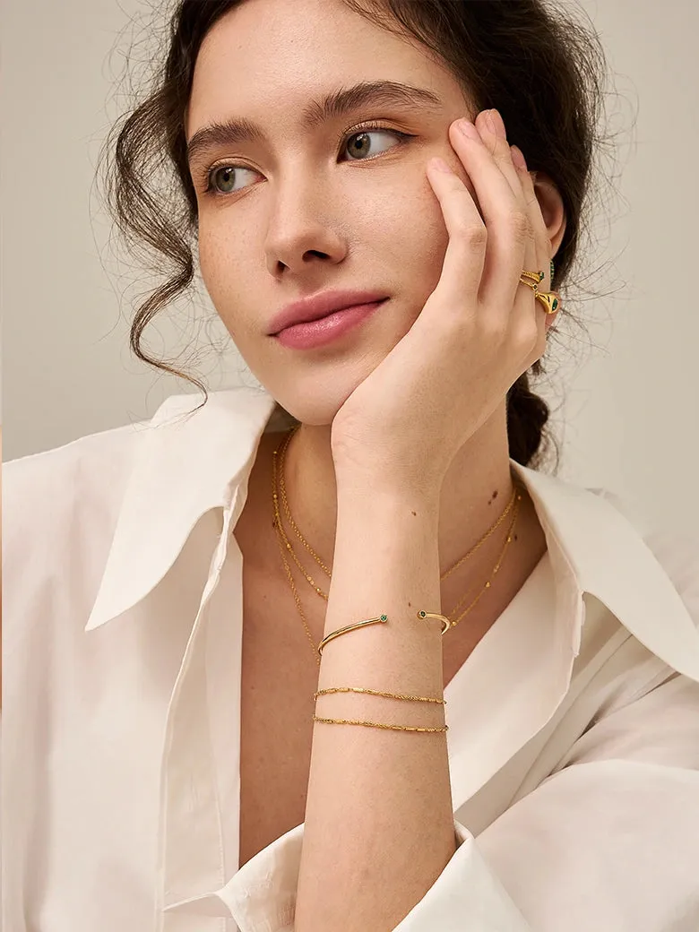 Bezel Set Emerald Bangle