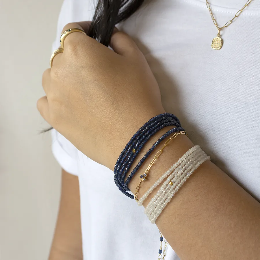 Blue Sapphire Wrap Bracelet - Necklace