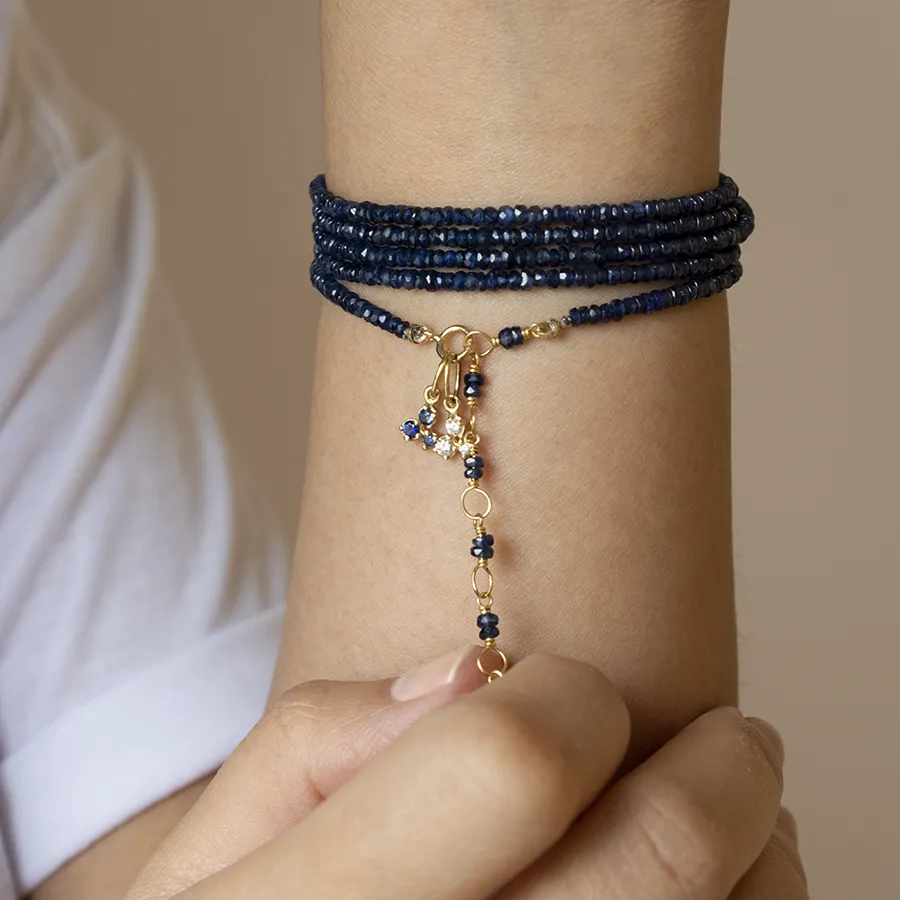 Blue Sapphire Wrap Bracelet - Necklace