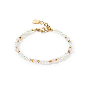 Bracelet Romantic Freshwater Pearls & Rose Quartz gold