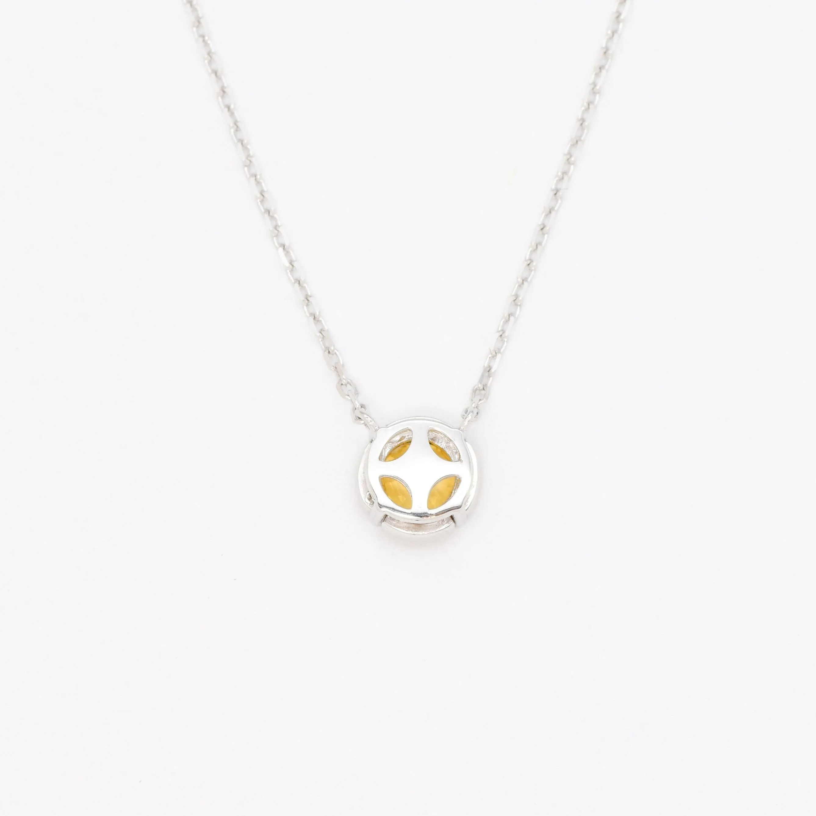 Certified Yellow Sapphire Necklace – Solid 18k Gold – Flower Sapphire Necklace