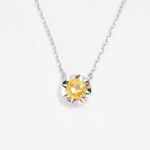 Certified Yellow Sapphire Necklace – Solid 18k Gold – Flower Sapphire Necklace