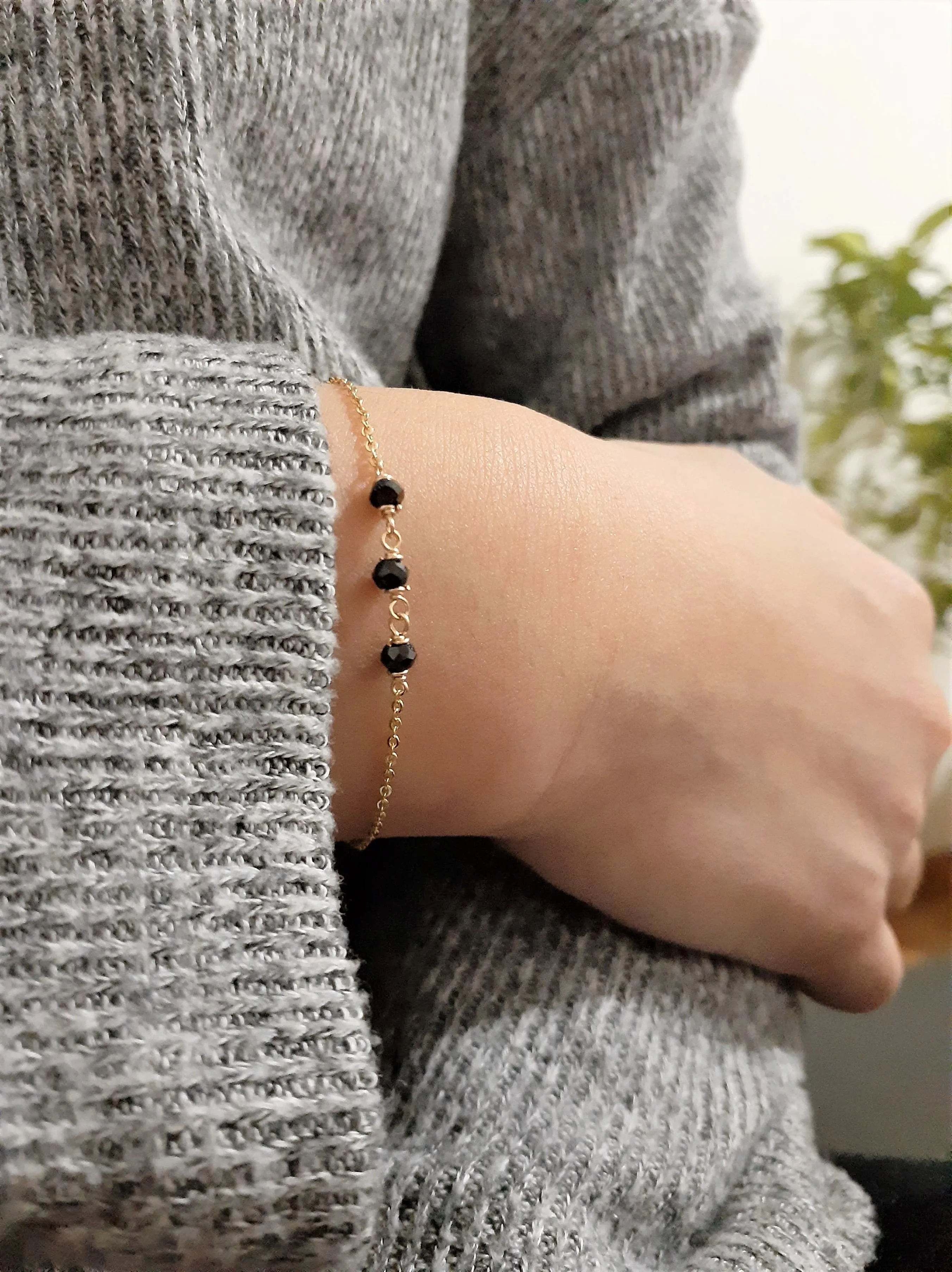 Dainty Black Spinel Bracelet