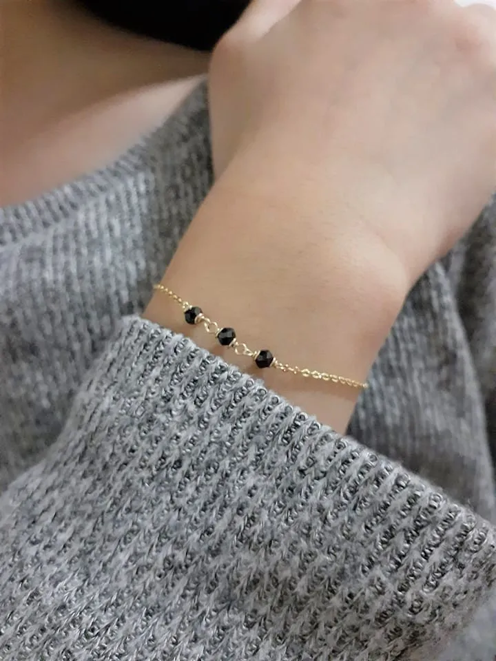 Dainty Black Spinel Bracelet