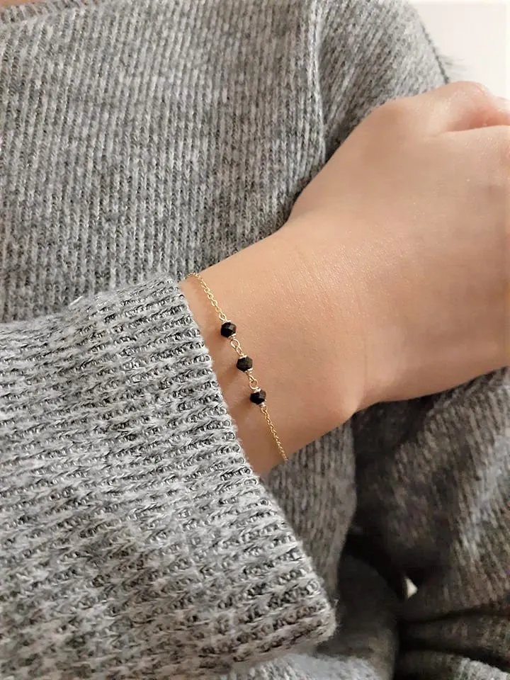Dainty Black Spinel Bracelet