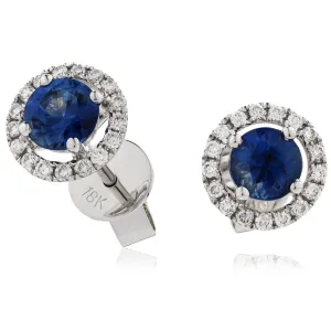 Diamond & Blue Sapphire Earrings 1.20ct