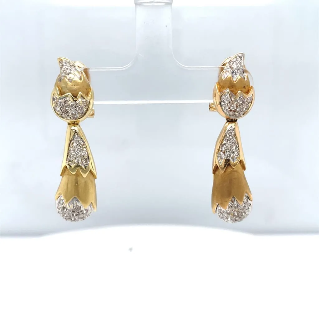 Estate Gold and Diamond Hanging Earrings at Regard Jewelry in Austin, Texas