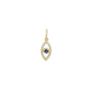 EVIL EYE DIAMOND AND BLUE SAPPHIRE CHARM