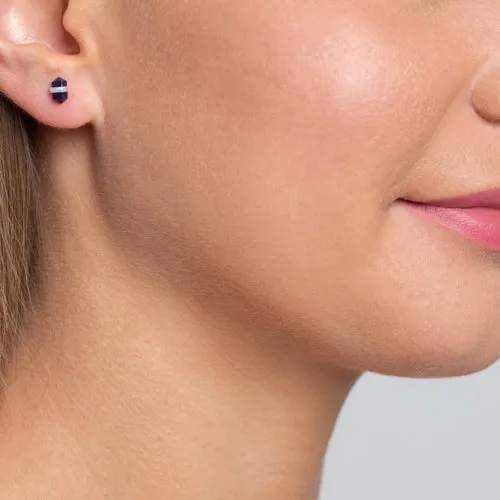 Faceted stone wrap blue sapphire earrings