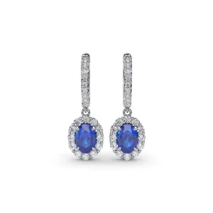 Fana 14k White Gold Dazzling Sapphire and Diamond Drop Earrings