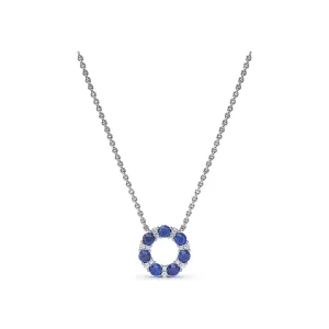 Fana 14k White Gold Shared Prong Sapphire and Diamond Circle Necklace