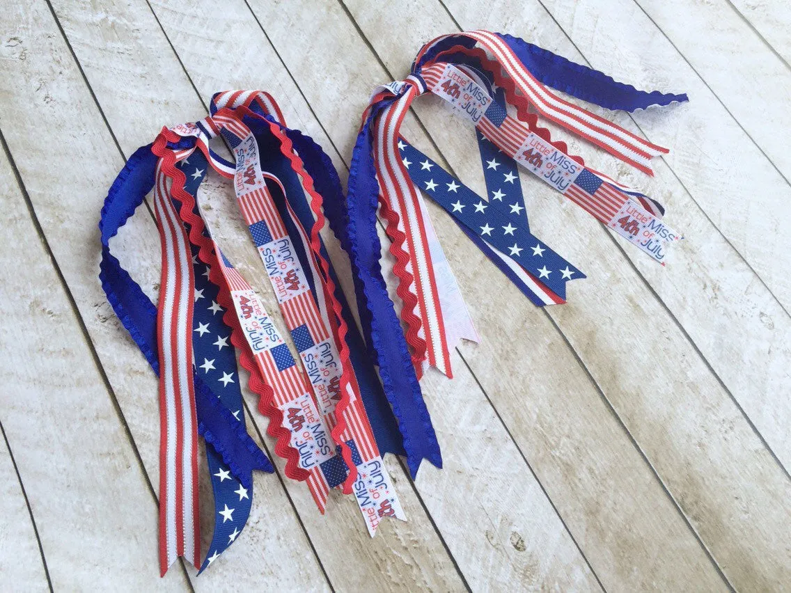 Girls Patriotic Ponytail Streamers I The Enchanted Magnolia
