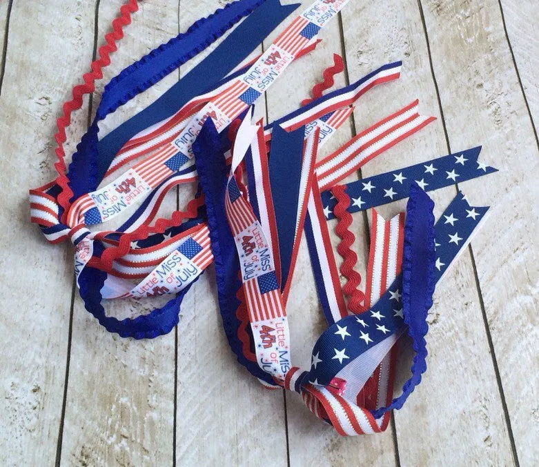 Girls Patriotic Ponytail Streamers I The Enchanted Magnolia