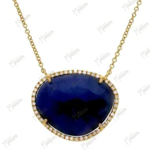 Gold Diamond & Blue Sapphire Necklace