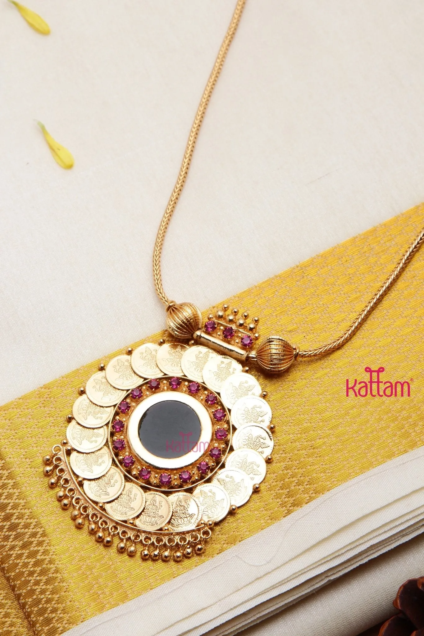 Goldtone Lakshmi Coin Necklace ( No Earrings )