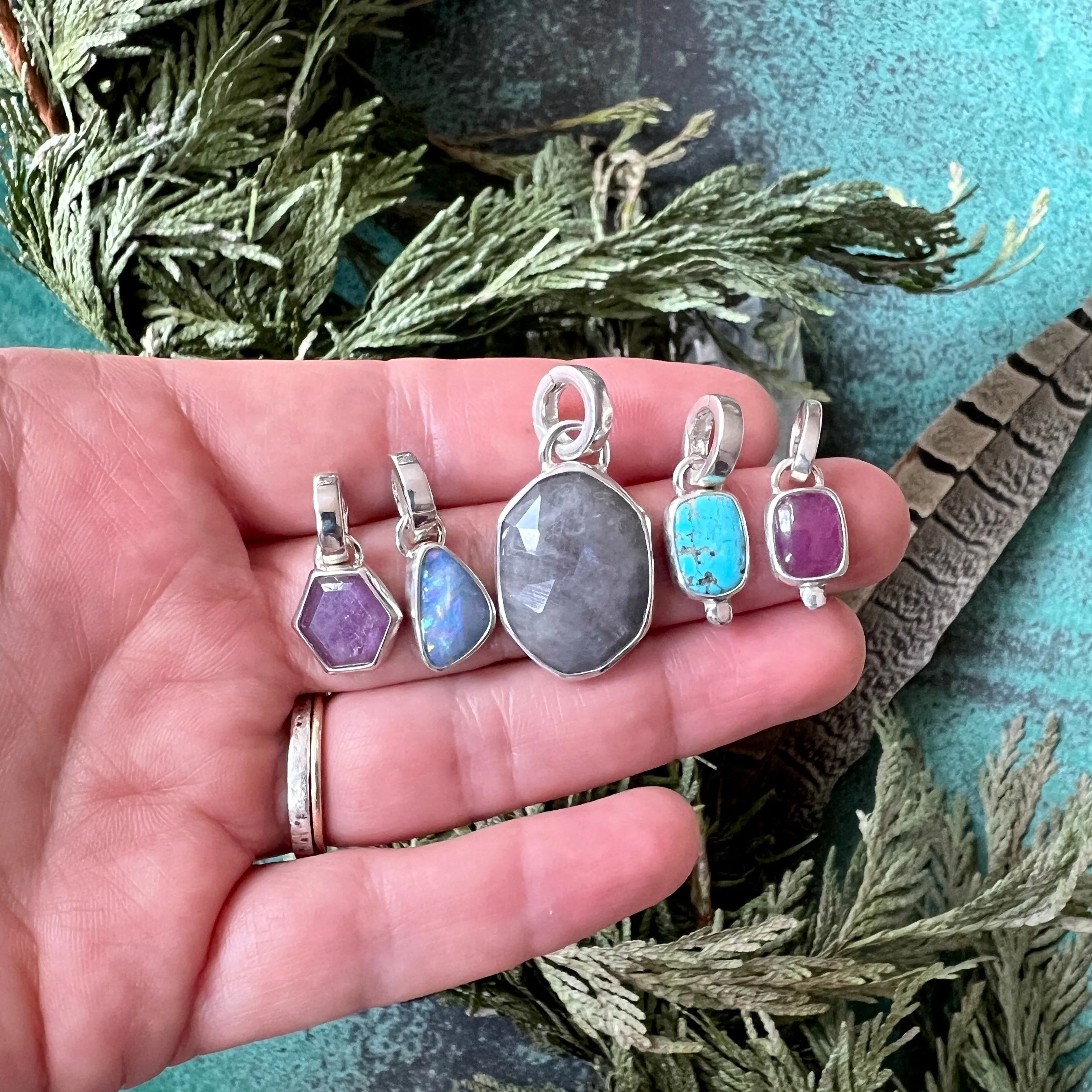 Grey Sapphire Gemstone Charm w/ quick click clasp