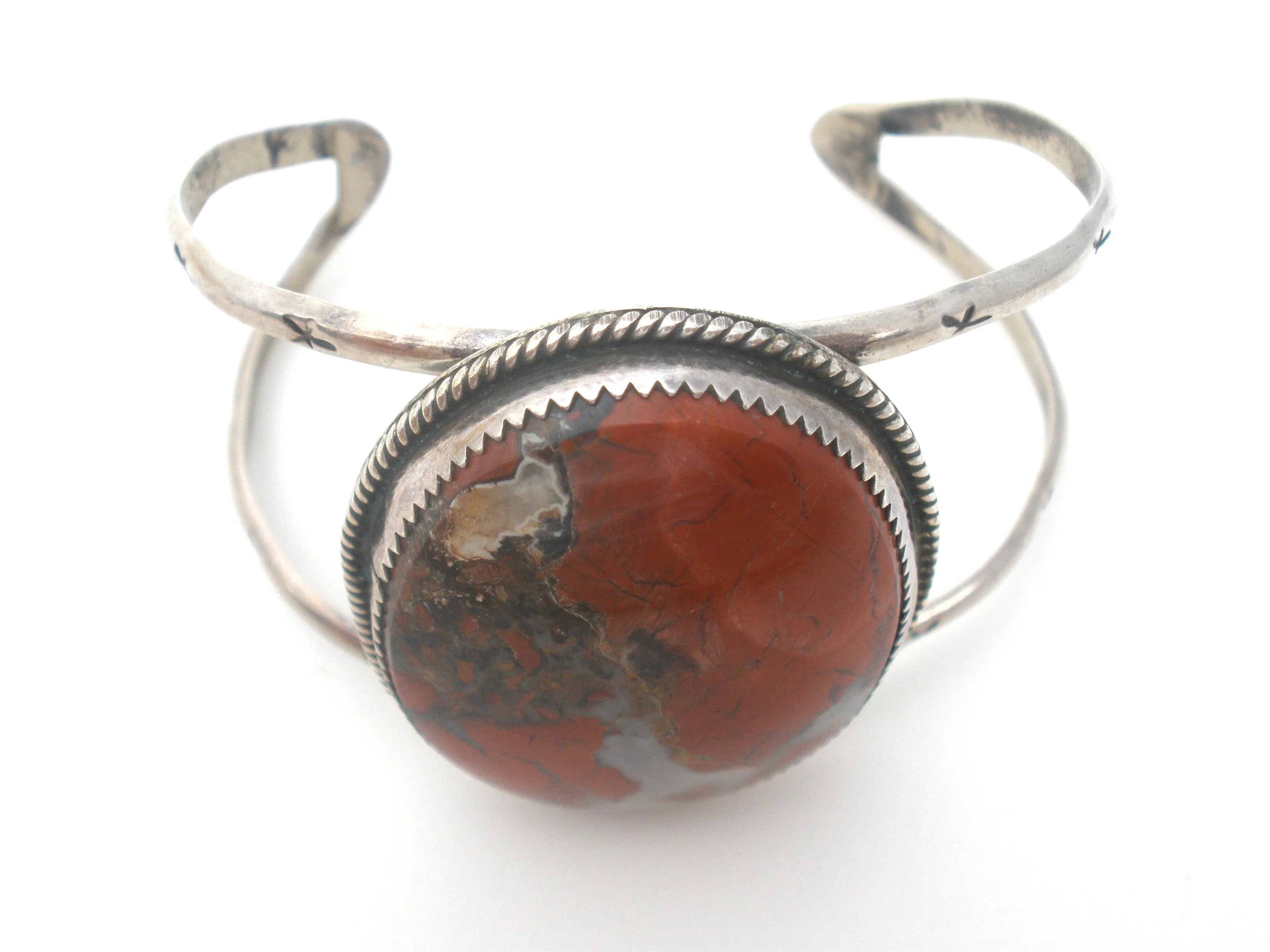Moss Agate Cuff Bracelet Sterling Silver