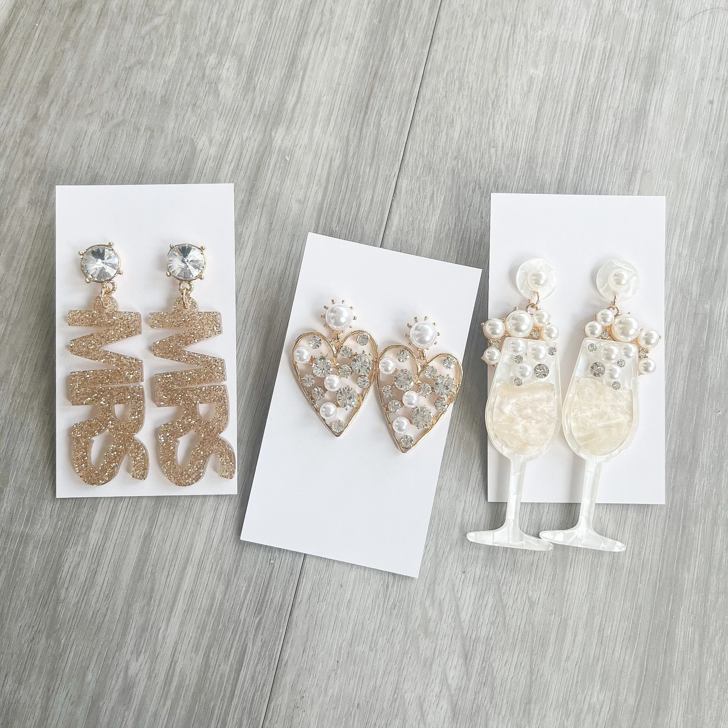 MRS Gold Glitter Statement Earrings