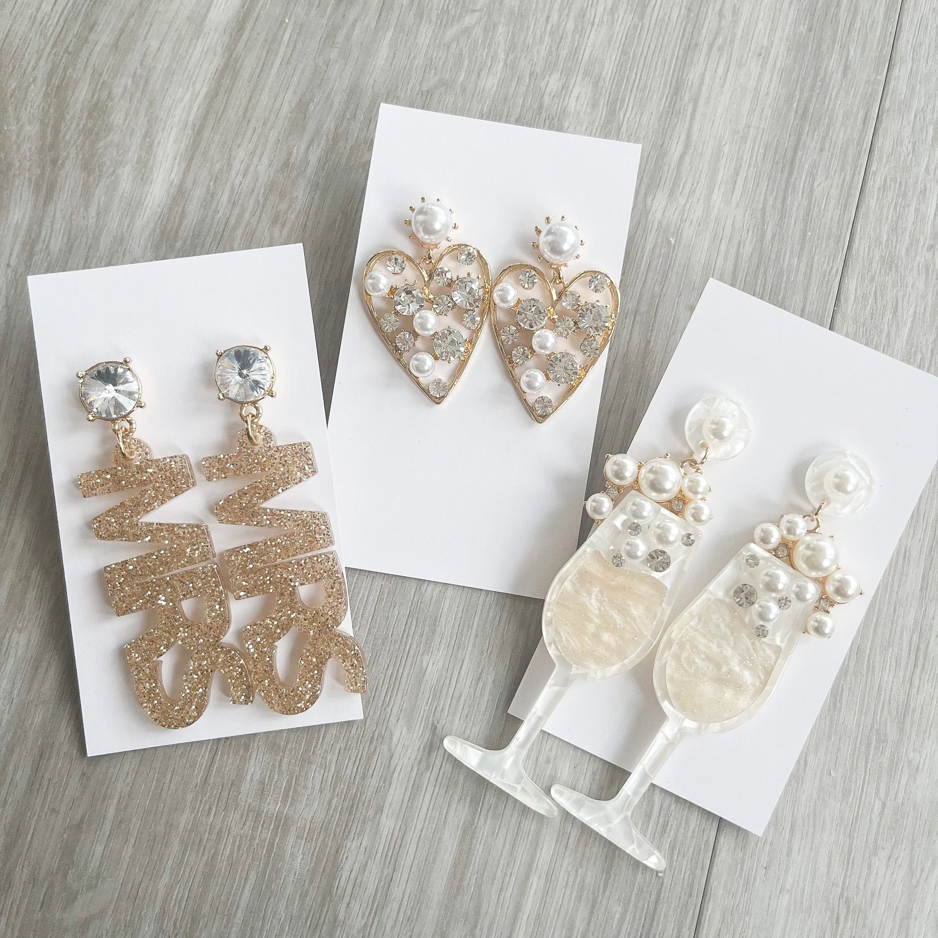 MRS Gold Glitter Statement Earrings