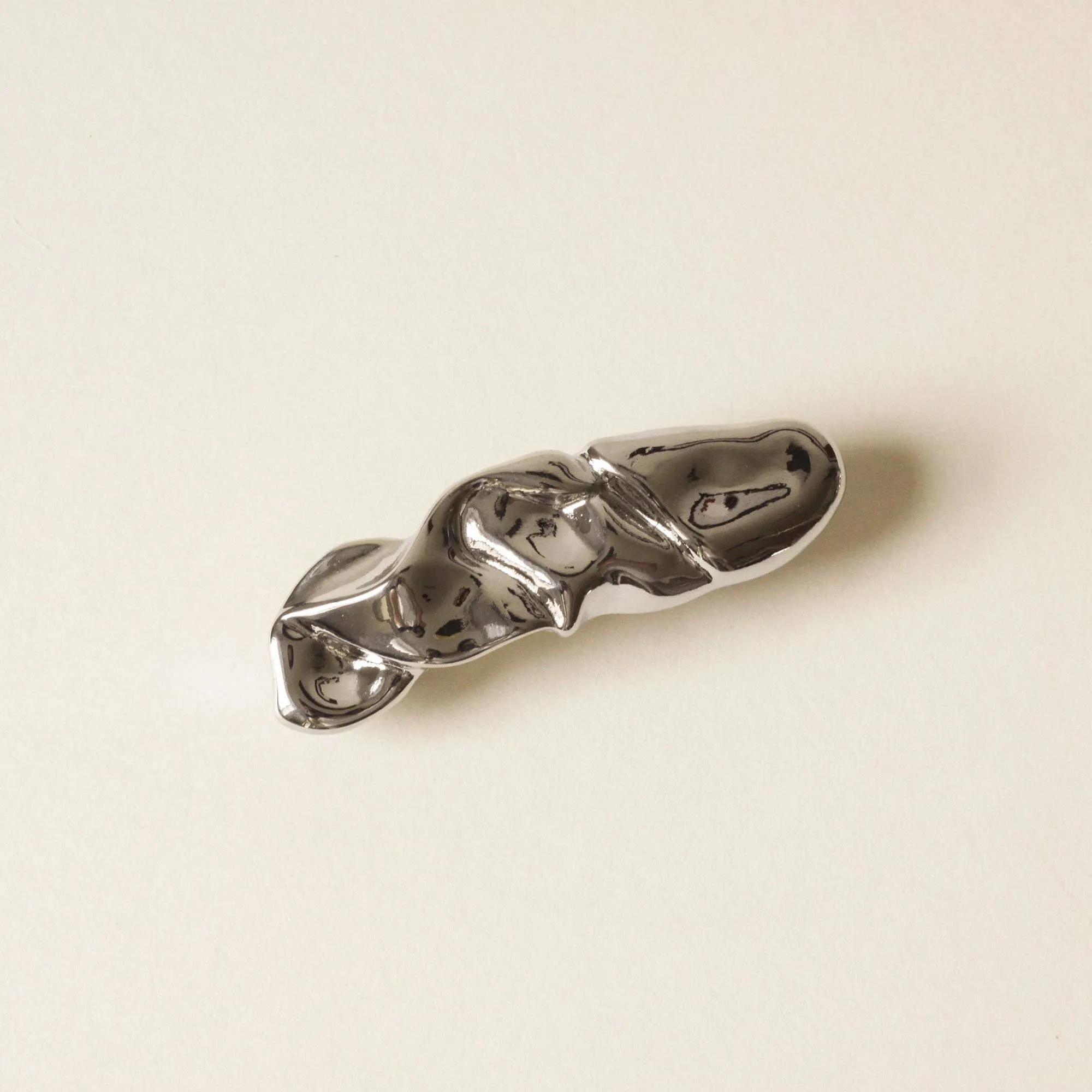 nar'sha - Textured Metal Barrette Hair Clip | Silver
