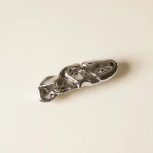 nar'sha - Textured Metal Barrette Hair Clip | Silver