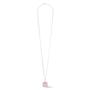 Necklace OE Amulet Square Rose Quartz silver-pink