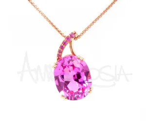 Offset Pink Sapphire Rose Gold Necklace