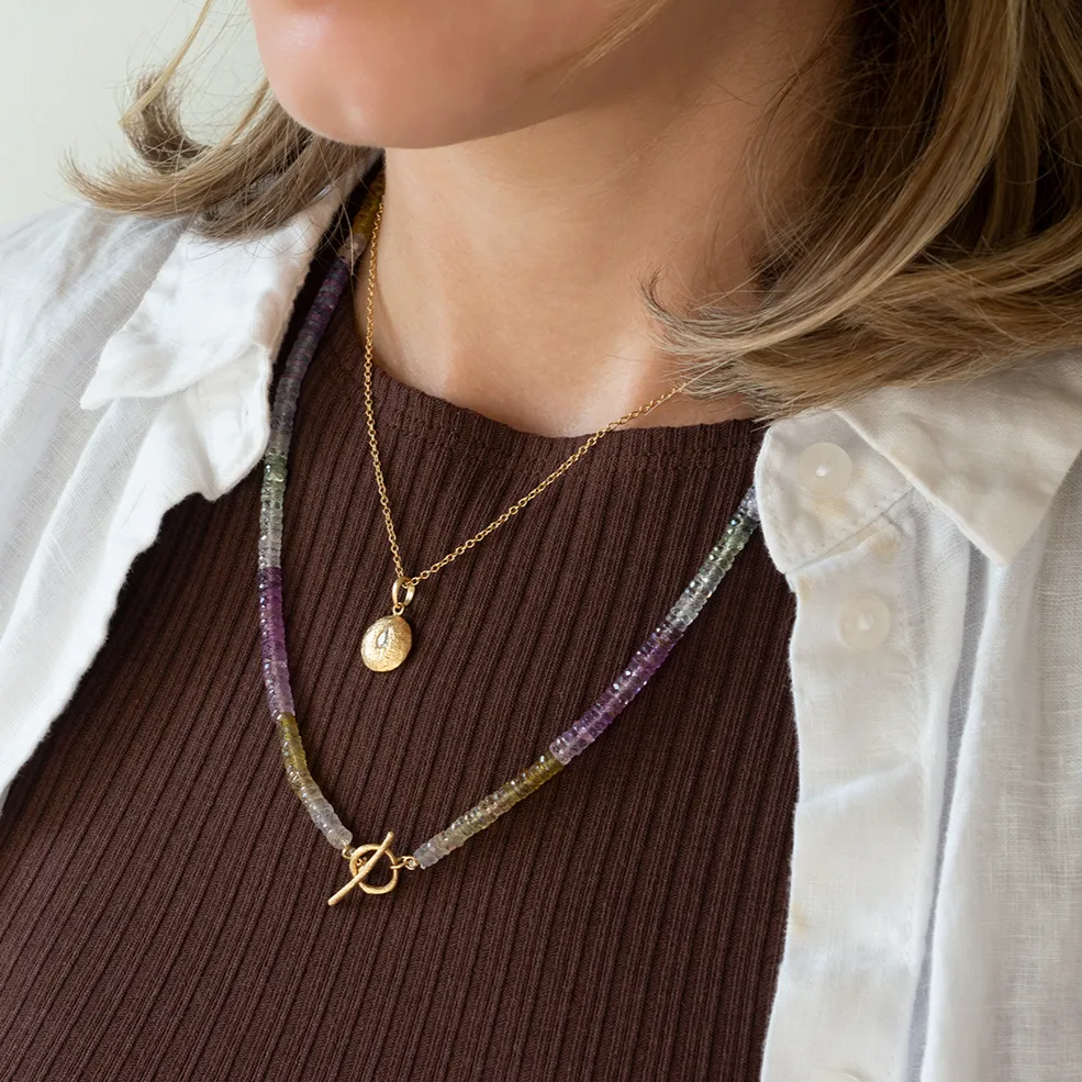 *One of Kind* Ombre Rainbow Sapphire Toggle Necklace